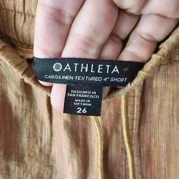 Athleta NWT Orange Cabo Linen Textured 4" Short Plus Size 26 - Picture 3 of 4